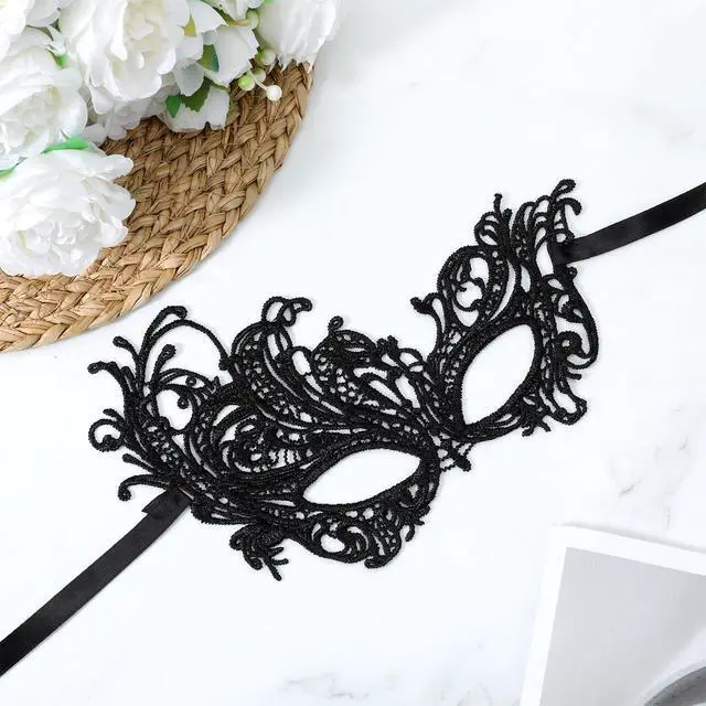 Alt view image 4 of 7 - Prasacco Masquerade Mask for Women, Venetian Lace Eye Masks Black Masquerade Mask for Halloween Mardi Gras Carnival Costume Party