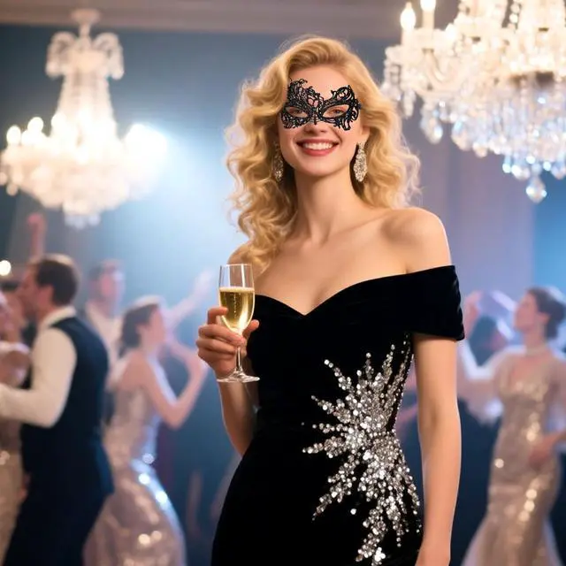 Alt view image 6 of 7 - Prasacco Masquerade Mask for Women, Venetian Lace Eye Masks Black Masquerade Mask for Halloween Mardi Gras Carnival Costume Party