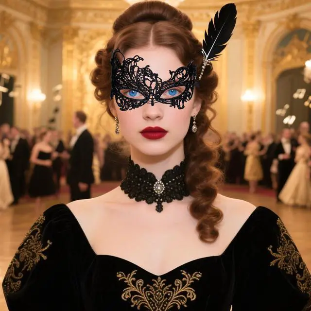 Alt view image 7 of 7 - Prasacco Masquerade Mask for Women, Venetian Lace Eye Masks Black Masquerade Mask for Halloween Mardi Gras Carnival Costume Party