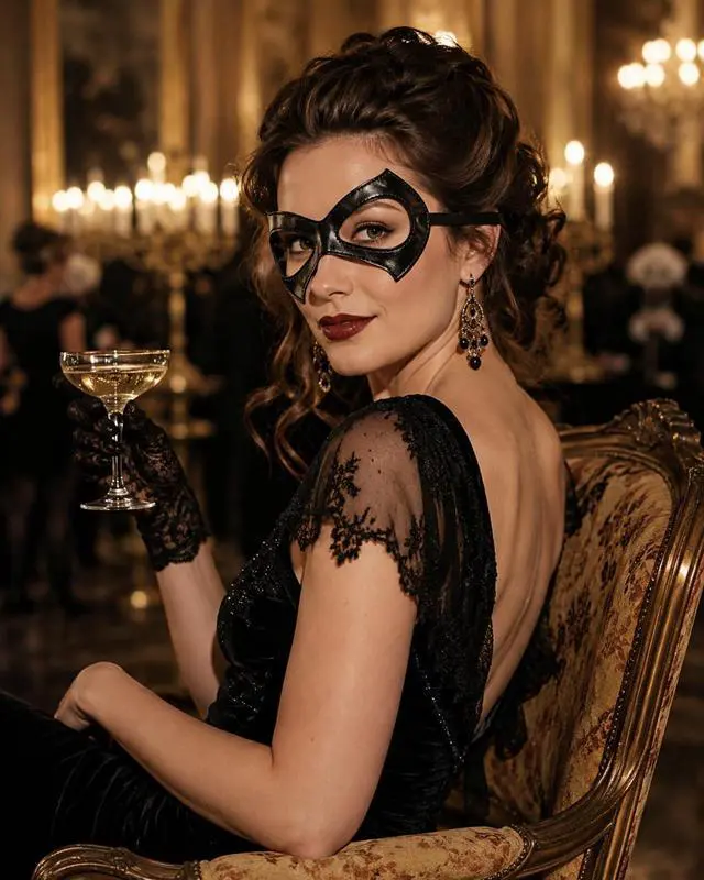 Alt view image 5 of 7 - 2PCS Masquerade Masks for Women Men Halloween Cosplay Costume Accessories