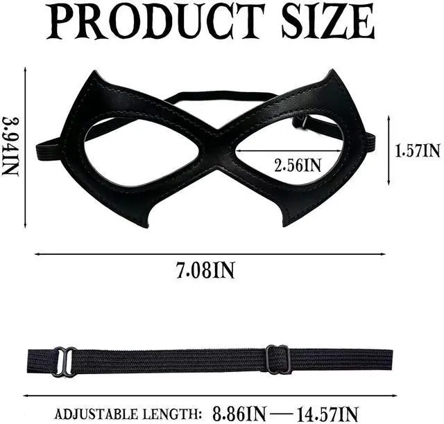 Alt view image 3 of 7 - 2 Pack Cat Mask for Women Halloween Black Masquerade Eye Mask Costume | Oversized Wide Design 7.1*3.9in, Adjustable Strap, Double Layer Fabric, Halloween Costume Accessories, One Size Fits All