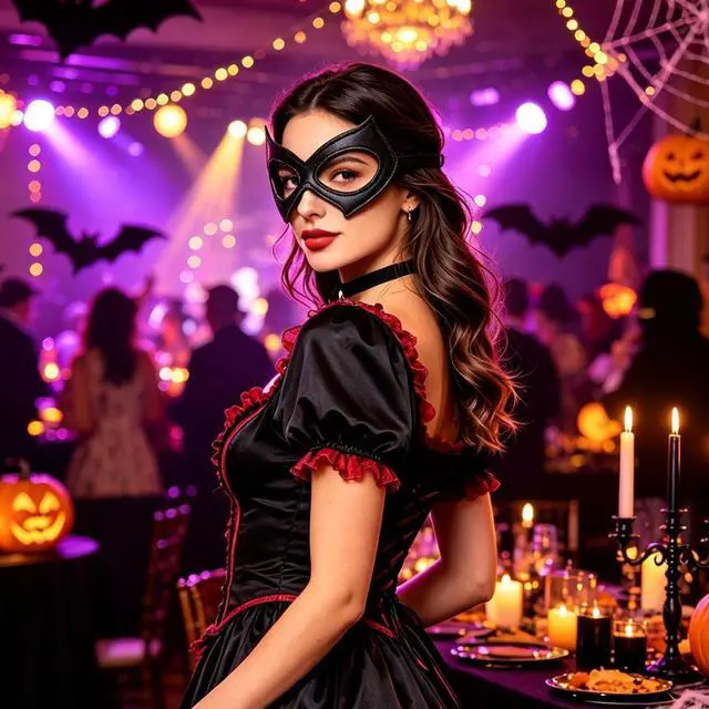 Alt view image 7 of 7 - 2 Pack Cat Mask for Women Halloween Black Masquerade Eye Mask Costume | Oversized Wide Design 7.1*3.9in, Adjustable Strap, Double Layer Fabric, Halloween Costume Accessories, One Size Fits All