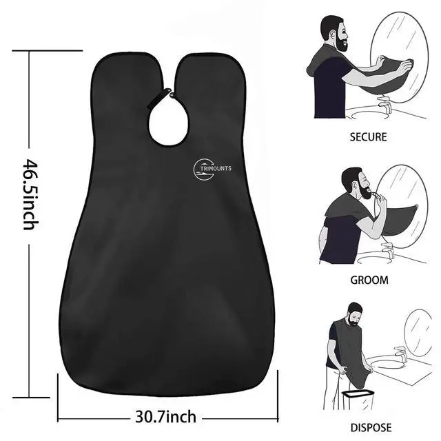 Alt view image 4 of 7 - Beard Bib Apron for Men,Christmas Day Gift Beard Hair Catcher for Sink Non-Stick Beard Cape,1 Size Fits All,Grooming Accessorie Gift for Dad or Husband(Black)