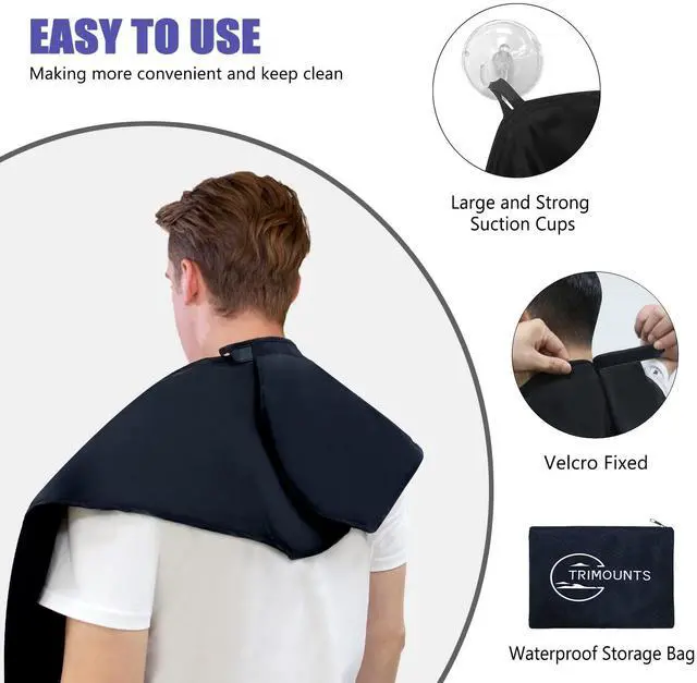 Alt view image 5 of 7 - Beard Bib Apron for Men,Christmas Day Gift Beard Hair Catcher for Sink Non-Stick Beard Cape,1 Size Fits All,Grooming Accessorie Gift for Dad or Husband(Black)
