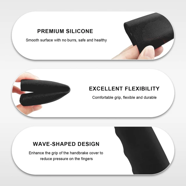 Alt view image 3 of 6 - Car Handbrake Cover, Waved Shaped Auto Hand Brake Protector Comfortable Handle Grip Cover, Anti-Slip Silicone Parking Brake Lever Protector Decorative Sleeve for Most Cars (Black)