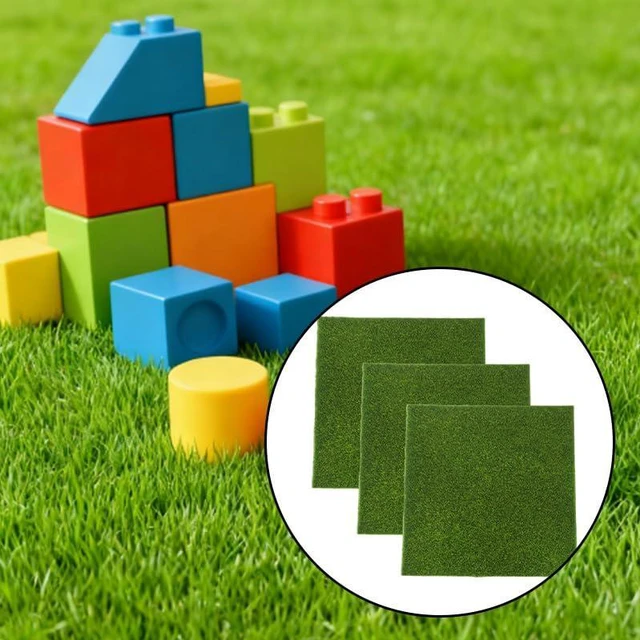 Alt view image 5 of 5 - 3Pcs Fake Grass Mat,Artificial Grass for DIY Crafts, Miniature Garden and Diorama Decoration(6x6 Inches)