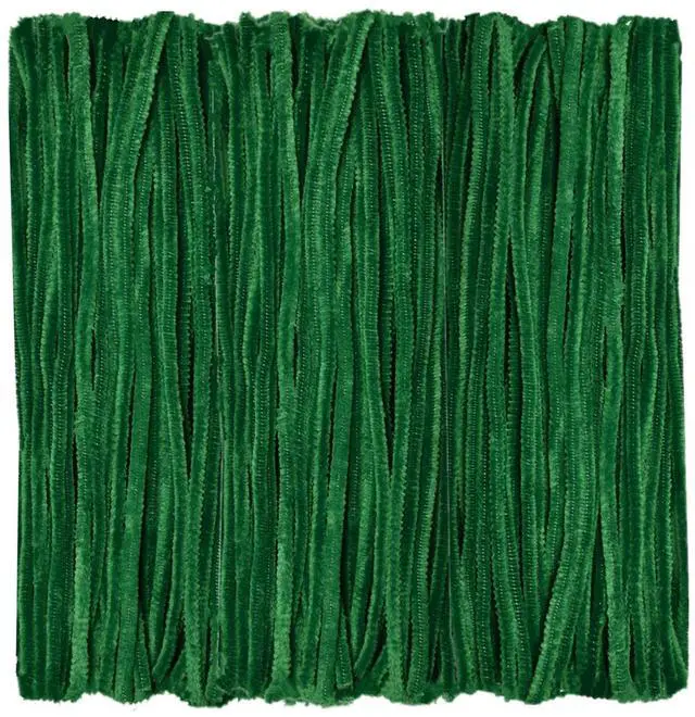 Main image of Pipe Cleaners 100 Pieces Chenille Stems Dark Green for DIY Art Decorations Creative Craft (6 mm x 12 Inch)