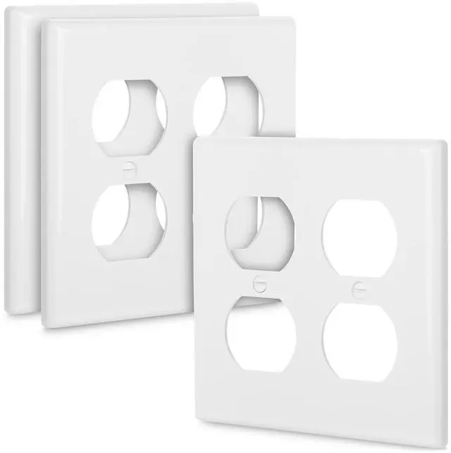 Main image of Double Duplex Wall Plate, 3 Pack, White, Duplex Outlet Cover, Double Receptacle, Dual Gang Cover