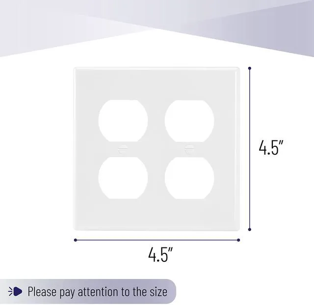 Alt view image 3 of 7 - Double Duplex Wall Plate, 3 Pack, White, Duplex Outlet Cover, Double Receptacle, Dual Gang Cover