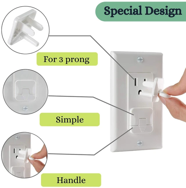Alt view image 4 of 7 - Outlet Covers Child Proof, 10 Pack, White, 3 Prong Outlet Covers