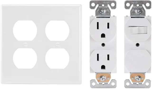 Alt view image 7 of 7 - Double Duplex Wall Plate, 3 Pack, White, Duplex Outlet Cover, Double Receptacle, Dual Gang Cover