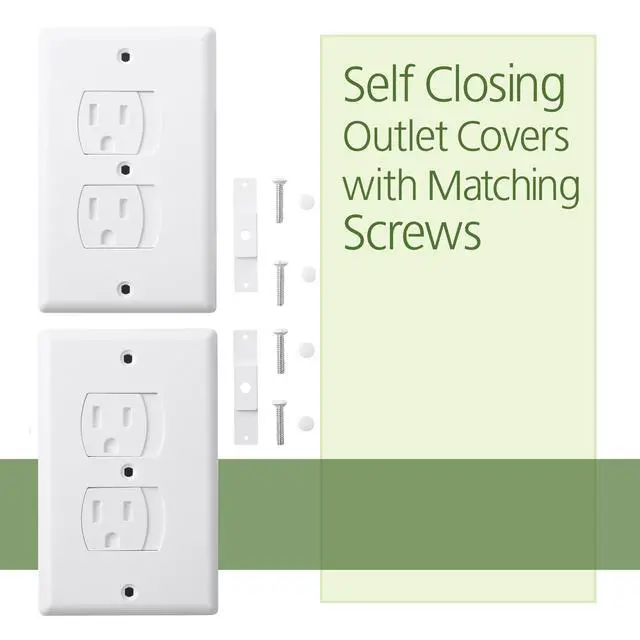 Alt view image 2 of 7 - Self Closing Outlet Covers, 2.95" x 4.7", 2 Pack, White, Sliding Outlet Covers for Baby Proofing