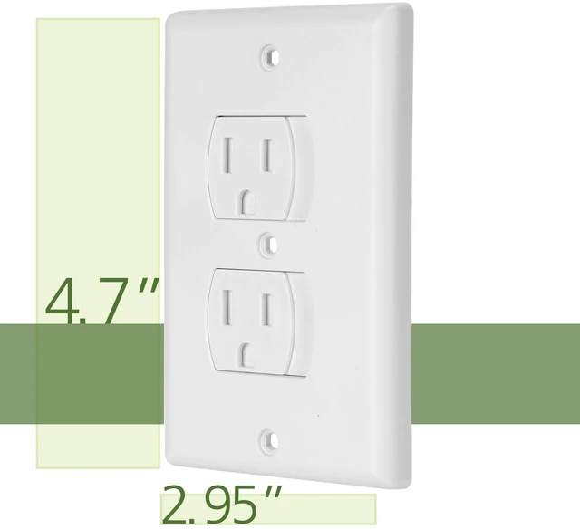 Alt view image 3 of 7 - Self Closing Outlet Covers, 2.95" x 4.7", 2 Pack, White, Sliding Outlet Covers for Baby Proofing