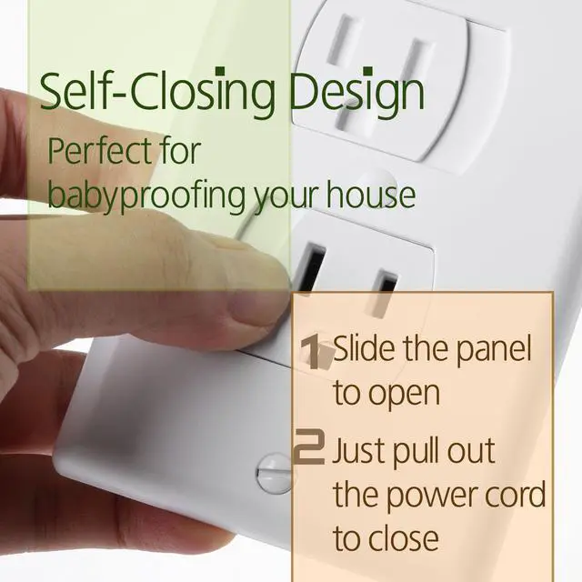 Alt view image 5 of 7 - Self Closing Outlet Covers, 2.95" x 4.7", 2 Pack, White, Sliding Outlet Covers for Baby Proofing