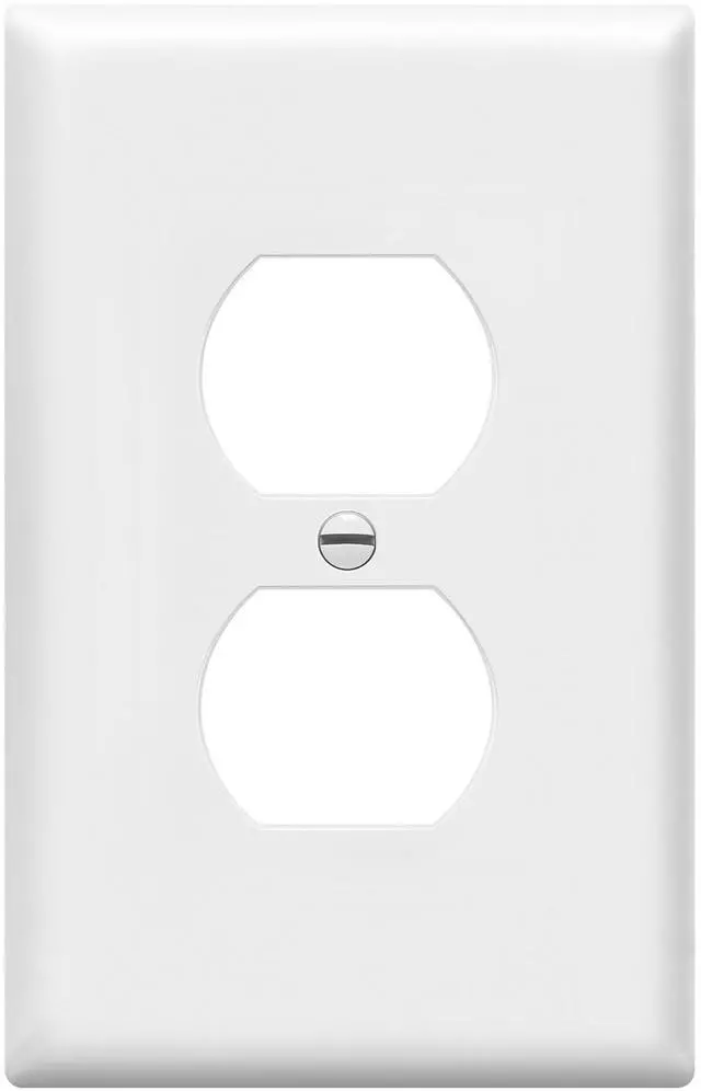 Main image of Duplex Receptacle Outlet Wall Plate, Electrical Outlet Cover, Mid-Size Size 1-Gang 4.88" x 3.11", Unbreakable Polycarbonate Thermoplastic, UL Listed, 8821M-W, White