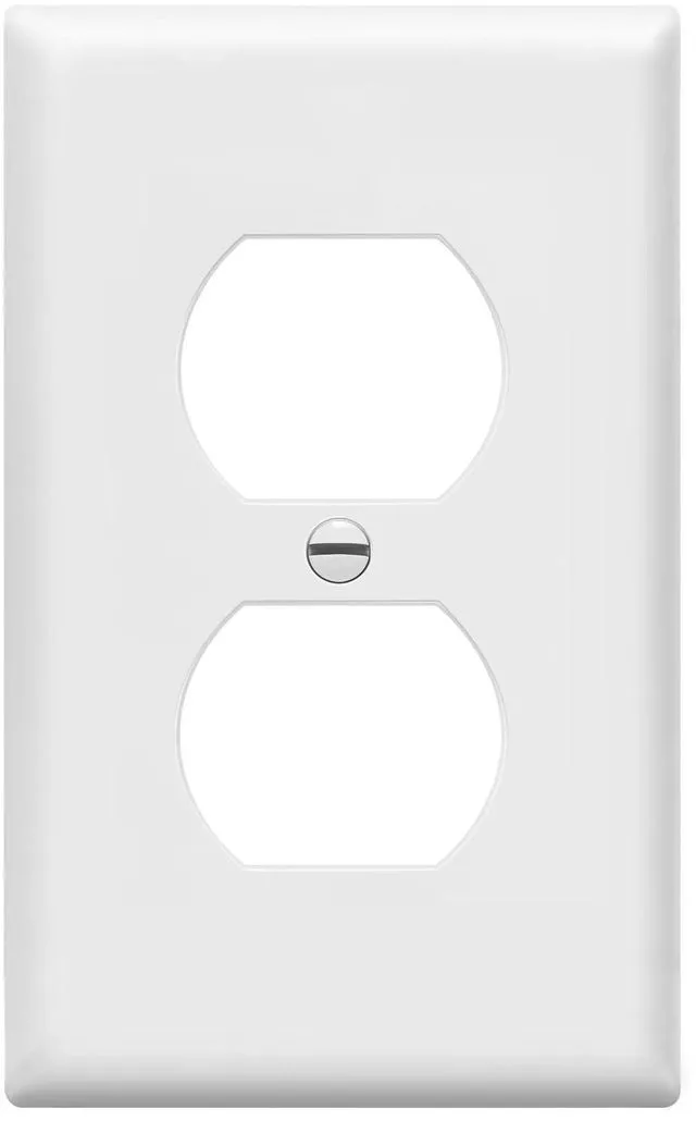 Main image of Duplex Receptacle Outlet Wall Plate, Size 1-Gang 4.50" x 2.76", Unbreakable Polycarbonate Thermoplastic, 8821-W, White