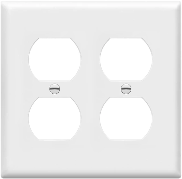 Main image of 8822-W Duplex Receptacle Outlet Wall Plate, Standard Size 2-Gang, Polycarbonate Thermoplastic, White