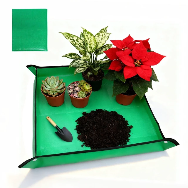 Main image of duuixcm 26" x 26" Repotting Mat for Indoor Plants - Waterproof Plant Potting Tray, Portable Gardening Mat for Succulents Soil Mess Control