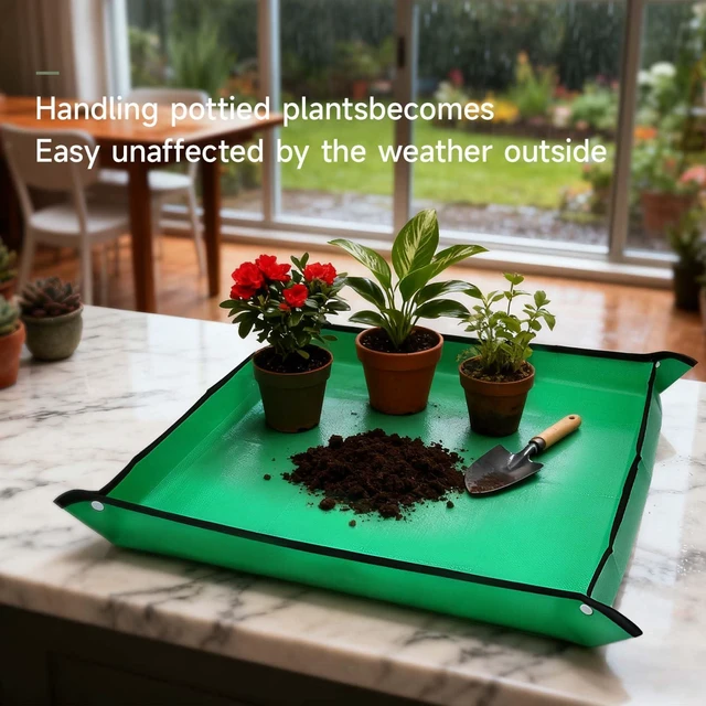 Alt view image 2 of 6 - duuixcm 26" x 26" Repotting Mat for Indoor Plants - Waterproof Plant Potting Tray, Portable Gardening Mat for Succulents Soil Mess Control
