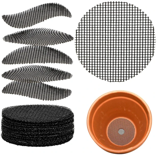 Main image of 50 Plant Pots Hole Mesh Pad - MAQIHAN Flower Pot Mesh Mat Terrarium Potting Eye Mesh Mats Pot Substrate Barrier 2 Inch Net Bonsai Gardening Grid Ceramic Drainage Hole Mesh Screen Prevent Soil Leaking