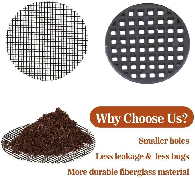 Alt view image 4 of 6 - 50 Plant Pots Hole Mesh Pad - MAQIHAN Flower Pot Mesh Mat Terrarium Potting Eye Mesh Mats Pot Substrate Barrier 2 Inch Net Bonsai Gardening Grid Ceramic Drainage Hole Mesh Screen Prevent Soil Leaking