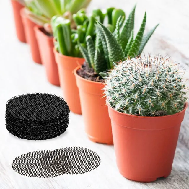 Alt view image 6 of 6 - 50 Plant Pots Hole Mesh Pad - MAQIHAN Flower Pot Mesh Mat Terrarium Potting Eye Mesh Mats Pot Substrate Barrier 2 Inch Net Bonsai Gardening Grid Ceramic Drainage Hole Mesh Screen Prevent Soil Leaking