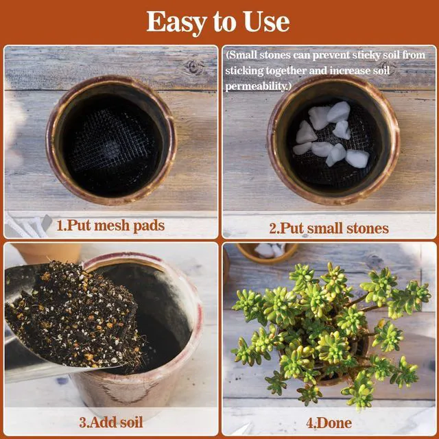 Alt view image 5 of 6 - 50 Plant Pots Hole Mesh Pad - MAQIHAN Flower Pot Mesh Mat Terrarium Potting Eye Mesh Mats Pot Substrate Barrier 2 Inch Net Bonsai Gardening Grid Ceramic Drainage Hole Mesh Screen Prevent Soil Leaking