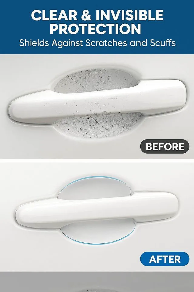 Alt view image 2 of 6 - 10 Pack Car Door Handle Protector Film, Clear Door Bowl Guard | Anti-Scratch Protection / Waterproof & Wear Resistant / Clear Invisible Design / Paint Protection / Fits Most Vehicles