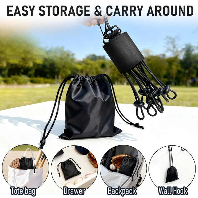 Alt view image 6 of 6 - 1Pcs Dugout Organizer, Baseball Softball Bat Holder Wall Mount with 3 Fence Hooks 8 Hanging Strap and Name Tag, Bat Rack Accessories for Dugout Fence Team Coach Players Gifts