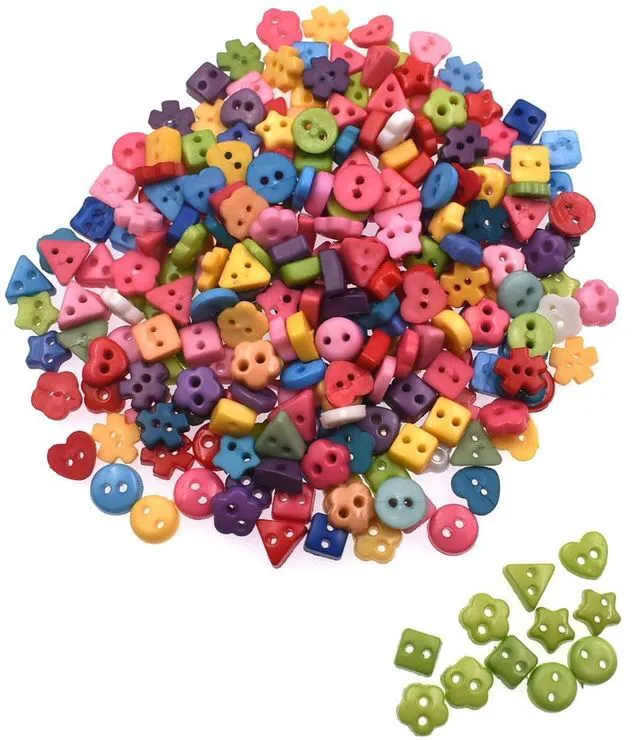 Alt view image 2 of 5 - 6mm 100Pcs Mixed Color and Style Mini Buttons for DIY Handmade Craft Art Sewing Doll Cloth Buttons