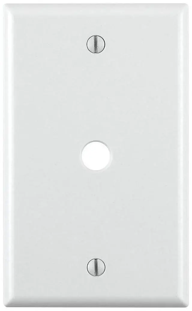 Main image of 1-Gang .406 Inch Hole Device Telephone/Cable Wallplate, Standard Size, Thermoset, Box Mount, 88013, White