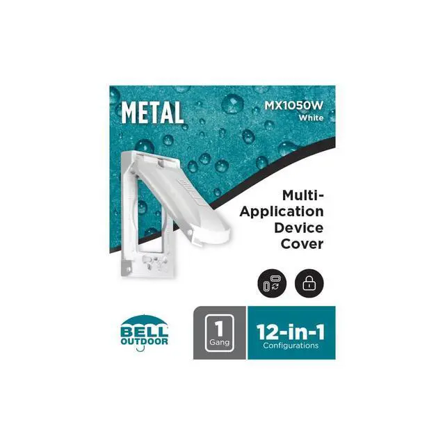 Alt view image 3 of 3 - Hubbell-Bell MX1050W 1-Gang Weatherproof Universal Metal Flip Cover, Vertical/Horizontal 12-in-1, White