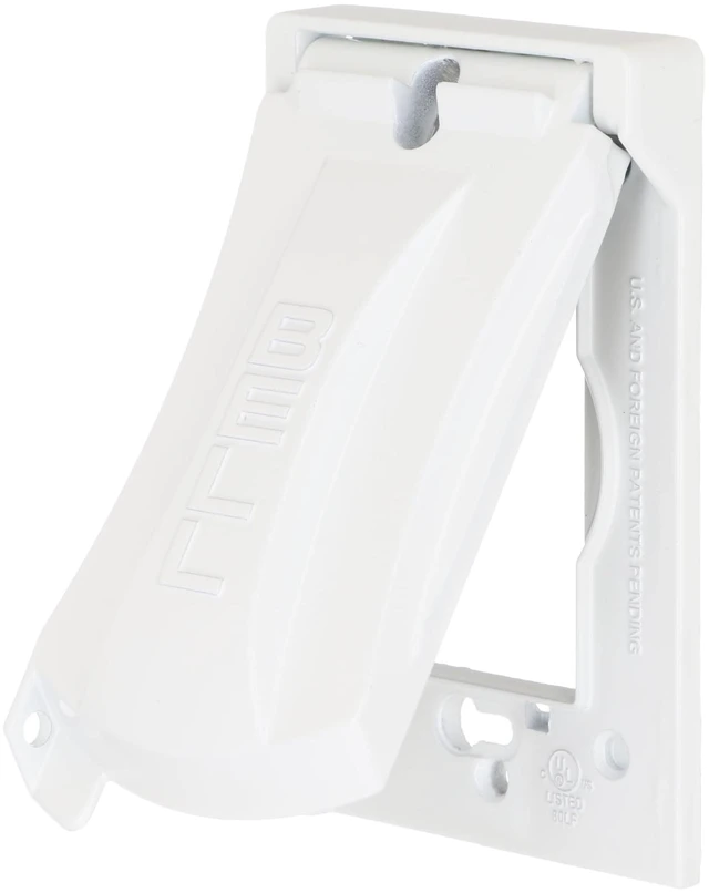 Main image of Hubbell-Bell MX1050W 1-Gang Weatherproof Universal Metal Flip Cover, Vertical/Horizontal 12-in-1, White