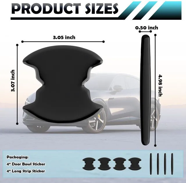 Alt view image 2 of 7 - 8PCS 2026 New Car Door Handle Protector Kit,Self-Adhesive Door Handle Cup Scratch Protector,Universal Car Doors Protectors Sticker Automotive Exterior Accessories for Most Vehicles (Black)