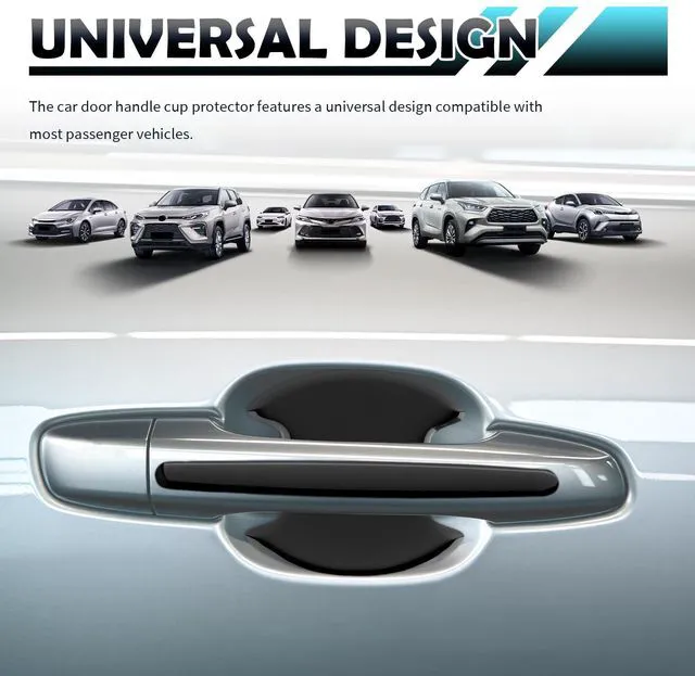 Alt view image 7 of 7 - 8PCS 2026 New Car Door Handle Protector Kit,Self-Adhesive Door Handle Cup Scratch Protector,Universal Car Doors Protectors Sticker Automotive Exterior Accessories for Most Vehicles (Black)