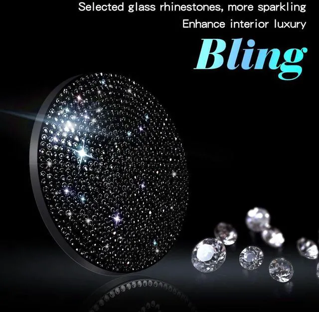 Alt view image 3 of 6 - 2 PCS Universal Vehicle Bling Cup Holder Insert Coaster Car Interior Accessories,2.75 inch Silicone Anti Slip Crystal Rhinestone Car Coaster(Black)