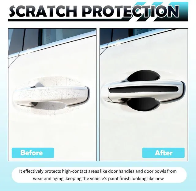 Alt view image 3 of 7 - 8PCS 2026 New Car Door Handle Protector Kit,Self-Adhesive Door Handle Cup Scratch Protector,Universal Car Doors Protectors Sticker Automotive Exterior Accessories for Most Vehicles (Black)