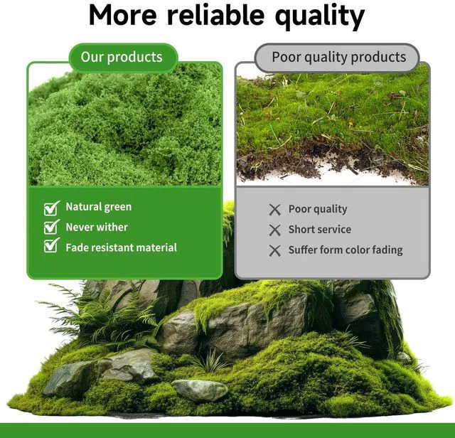 Alt view image 4 of 6 - Fake Green Moss for Potted Plants Indoor, 3.5 OZ Artificial Moss for Crafts, Decorative Faux Grass for Fairy Garden, DIY Table Centerpieces, Model Making, Wedding Floral Decor, Terrarium & Home Decor