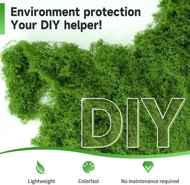 Alt view image 2 of 6 - Fake Green Moss for Potted Plants Indoor, 3.5 OZ Artificial Moss for Crafts, Decorative Faux Grass for Fairy Garden, DIY Table Centerpieces, Model Making, Wedding Floral Decor, Terrarium & Home Decor