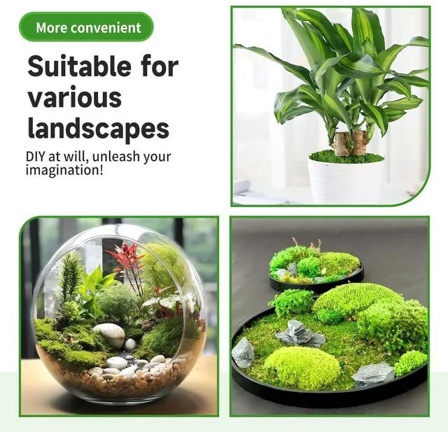 Alt view image 5 of 6 - Fake Green Moss for Potted Plants Indoor, 3.5 OZ Artificial Moss for Crafts, Decorative Faux Grass for Fairy Garden, DIY Table Centerpieces, Model Making, Wedding Floral Decor, Terrarium & Home Decor