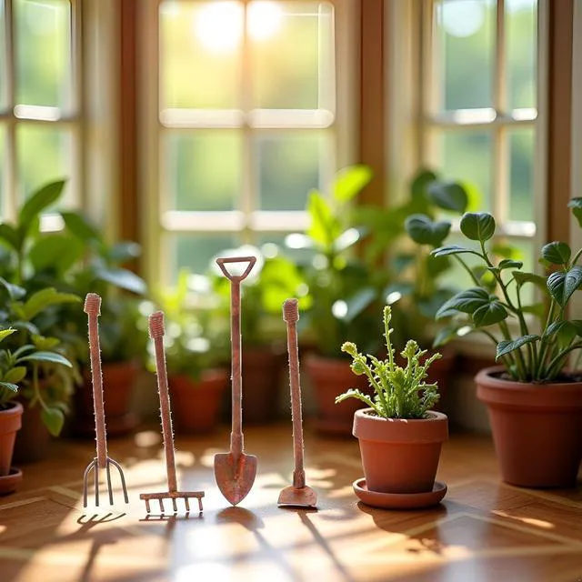 Alt view image 3 of 7 - 4 Pcs Miniature Dollhouse Garden Tools 1:12 Mini Rusty Shovel Hoe and Pitchfork Fairy Garden Accessories Furniture Ornaments Micro Landscape Decor Garden Sculptures Statues, Decorations