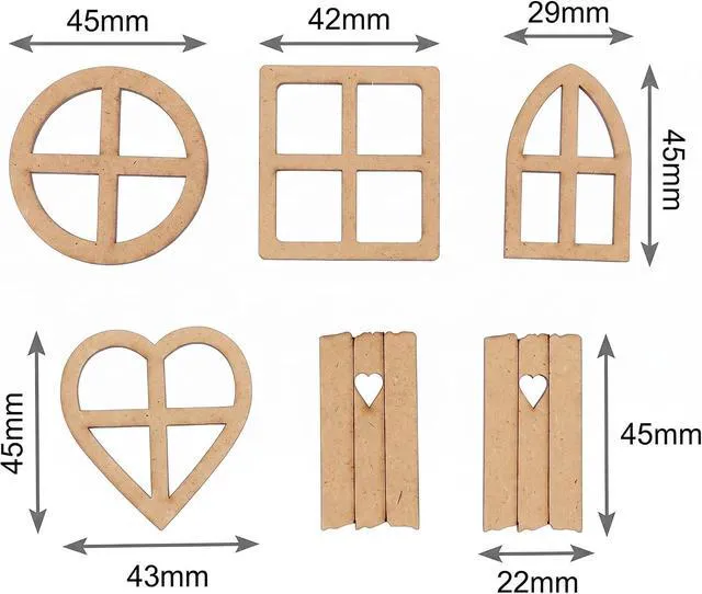Alt view image 2 of 7 - 6Pcs Brown Wooden Fairy Garden Door, Blank Door Fairy House Doors and Windows Ornaments Tree Statues for Tree Trunk Yard Decoration, Miniature Gardens Buildings , Garden Sculptures and Statues