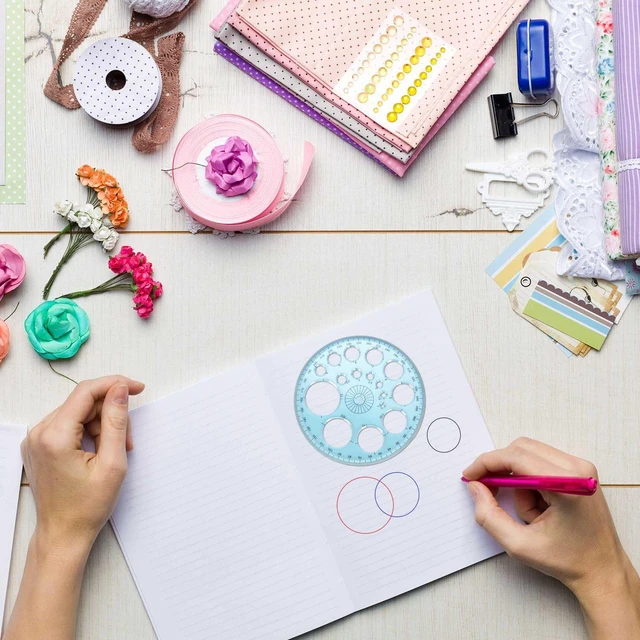 Alt view image 7 of 7 - Circle Template Circle Round Stencil Templates for Drawing Professional Circle Ruler Multi Function Drawing Aid Tool Large and Small Size Suit for Studying Designing Office
