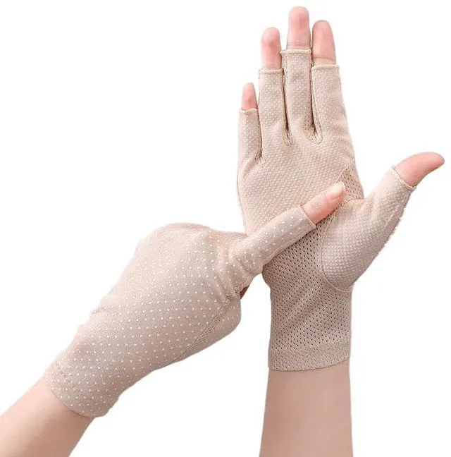 Alt view image 2 of 5 - Driving Fingerless Gloves Women UV Protection Summer UPF50+ Running Work Gloves Non-Slip Touchscreen Outdoor Cyling