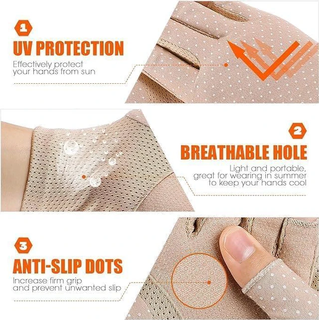 Alt view image 3 of 5 - Driving Fingerless Gloves Women UV Protection Summer UPF50+ Running Work Gloves Non-Slip Touchscreen Outdoor Cyling