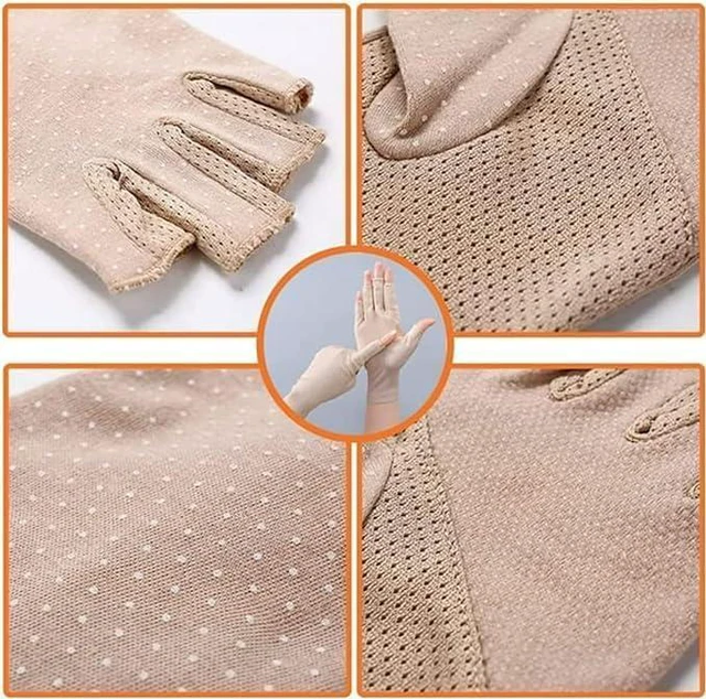 Alt view image 4 of 5 - Driving Fingerless Gloves Women UV Protection Summer UPF50+ Running Work Gloves Non-Slip Touchscreen Outdoor Cyling