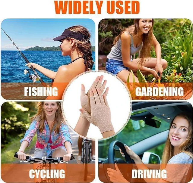 Alt view image 5 of 5 - Driving Fingerless Gloves Women UV Protection Summer UPF50+ Running Work Gloves Non-Slip Touchscreen Outdoor Cyling