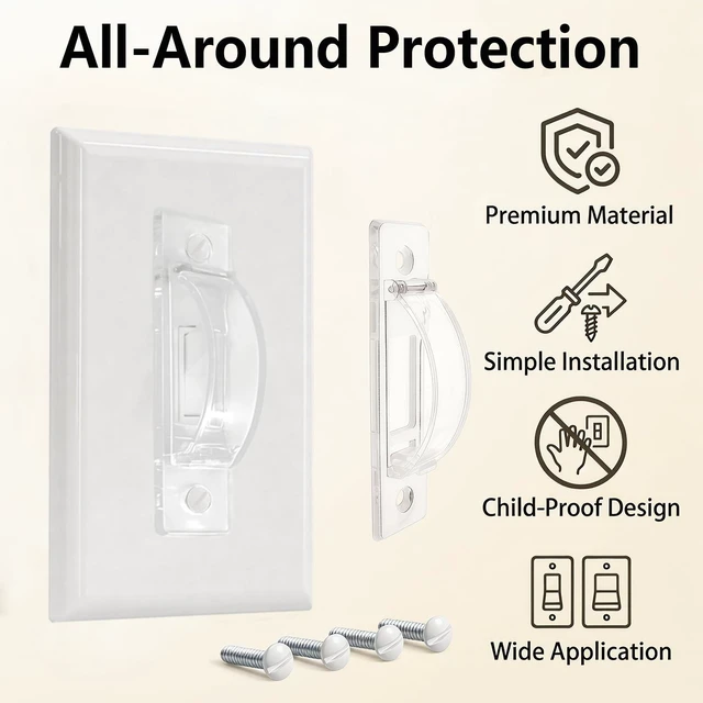 Alt view image 3 of 6 - Light Switch Cover Guard 2 Pack Clear Child Proof Wall Plate Cover, Prevents Accidental ON/OFF by Kids and Pets, Includes Screws, Fits Toggle & Rocker Switches (2, Clear)