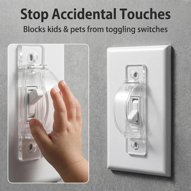 Alt view image 4 of 6 - Light Switch Cover Guard 2 Pack Clear Child Proof Wall Plate Cover, Prevents Accidental ON/OFF by Kids and Pets, Includes Screws, Fits Toggle & Rocker Switches (2, Clear)