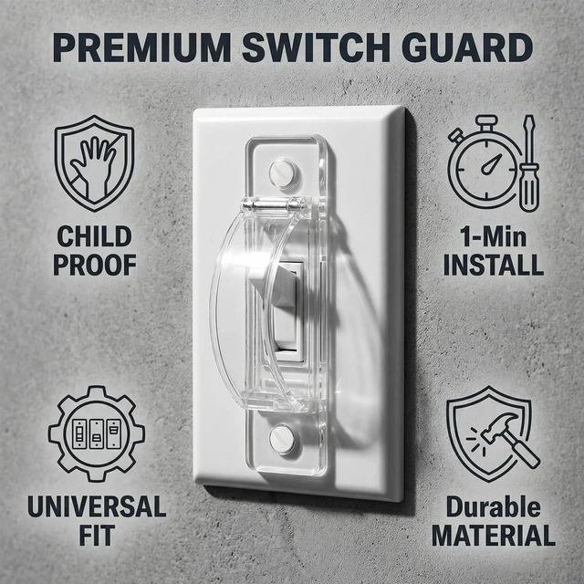 Alt view image 5 of 6 - Light Switch Cover Guard 2 Pack Clear Child Proof Wall Plate Cover, Prevents Accidental ON/OFF by Kids and Pets, Includes Screws, Fits Toggle & Rocker Switches (2, Clear)